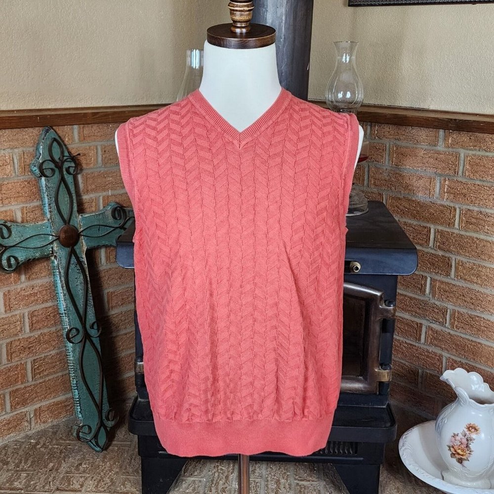 Alan Flusser Sweater Vest Herringbone Pattern Size XL